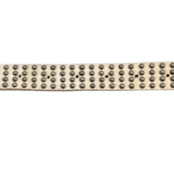 White Cream Studded Leather Belt Medium 31.5-37 Western Boho 1” Y2K main image 5